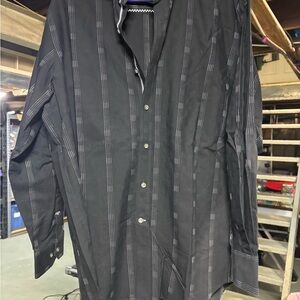 Bugatchi Black and Gray Striped Men's Shirt